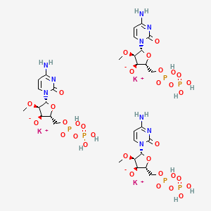 molecular formula C30H48K3N9O33P6 B12674857 Cytidine 5'-(trihydrogen diphosphate), 2'-O-methyl-, tripotassium salt CAS No. 93839-94-2
