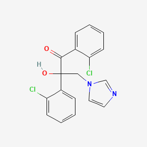 molecular formula C18H14Cl2N2O2 B12674986 1-Propanone, 1,2-bis(2-chlorophenyl)-2-hydroxy-3-(1H-imidazol-1-yl)- CAS No. 107659-18-7