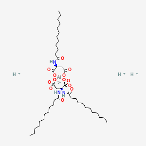molecular formula C48H84AlN3O15 B12675038 Trihydrogen tris(N-(1-oxododecyl)-L-glutamato(2-)-N,O1)aluminate(3-) CAS No. 57522-58-4