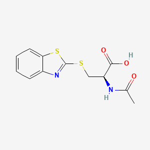 molecular formula C12H12N2O3S2 B12675056 Alanine, N-acetyl-3-(2-benzothiazolylthio)- CAS No. 452-45-9