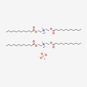 molecular formula C61H123N2O11P B12675059 Dimethylbis(2-((1-oxododecyl)oxy)ethyl)ammonium methyl phosphonate CAS No. 85169-42-2