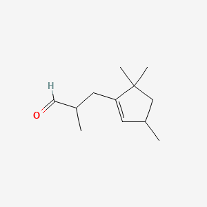 molecular formula C12H20O B12675070 alpha,3,5,5-Tetramethylcyclopent-1-ene-1-propionaldehyde CAS No. 94201-29-3