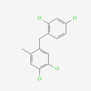 molecular formula C14H10Cl4 B12675088 Benzene, 1,2-dichloro-4-((2,4-dichlorophenyl)methyl)-5-methyl- CAS No. 121107-77-5