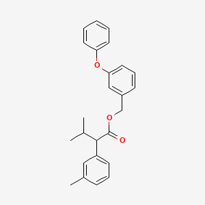 molecular formula C25H26O3 B12675089 Benzeneacetic acid, 3-methyl-alpha-(1-methylethyl)-, (3-phenoxyphenyl)methyl ester, (+-)- CAS No. 63831-29-8