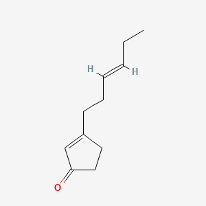 molecular formula C11H16O B12675110 2-Cyclopenten-1-one, 3-(3Z)-3-hexenyl- CAS No. 53253-09-1