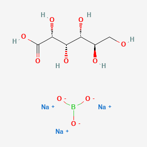 molecular formula C6H12BNa3O10 B12675202 d-Gluconic acid, cyclic ester with boric acid (H3BO3), sodium salt CAS No. 62185-81-3