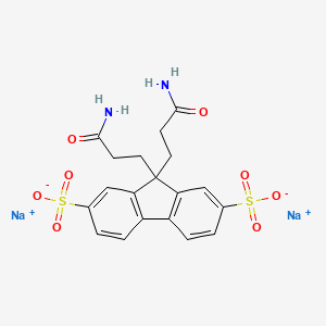molecular formula C19H18N2Na2O8S2 B12675370 Disodium 9,9-bis(2-carbamoylethyl)fluorene-2,7-disulphonate CAS No. 21876-21-1