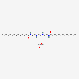 molecular formula C34H70N4O2.C2H4O2<br>C36H74N4O4 B12675402 N,N'-[Ethylenebis(iminoethylene)]bismyristamide monoacetate CAS No. 93918-65-1