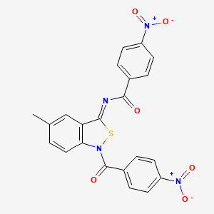 molecular formula C22H14N4O6S B12675417 N-(5-Methyl-1-(4-nitrobenzoyl)-2,1-benzisothiazol-3(1H)-ylidene)-4-nitrobenzamide CAS No. 99523-85-0
