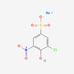 molecular formula C6H3ClNNaO6S B12675471 Sodium 3-chloro-4-hydroxy-5-nitrobenzenesulphonate CAS No. 93981-28-3