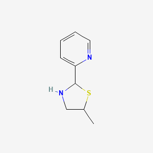 molecular formula C9H12N2S B12675514 2-(5-Methyl-2-thiazolidinyl)pyridine CAS No. 116113-06-5