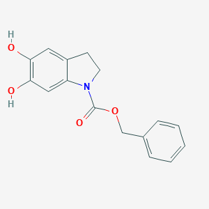 molecular formula C16H15NO4 B126756 Benzyl 5,6-dihydroxy-2,3-dihydroindole-1-carboxylate CAS No. 157199-30-9