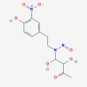 molecular formula C12H15N3O7 B12675653 N-Nitroso-N-(3-keto-1,2-butanediol)-3'-nitrotyramine CAS No. 171828-11-8