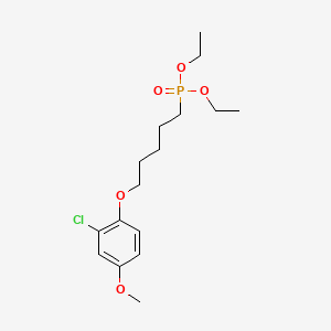 molecular formula C16H26ClO5P B12675663 Phosphonic acid, (5-(2-chloro-4-methoxyphenoxy)pentyl)-, diethyl ester CAS No. 89210-92-4