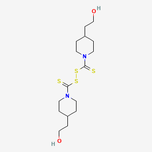 molecular formula C16H28N2O2S4 B12675679 Disulfide, bis((4-(2-hydroxyethyl)-1-piperidinyl)thioxomethyl) CAS No. 135354-08-4