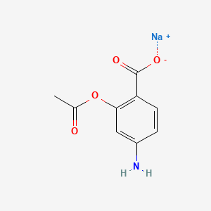 molecular formula C9H8NNaO4 B12675870 Salicylic acid, 4-amino-, acetate, sodium salt CAS No. 102338-90-9