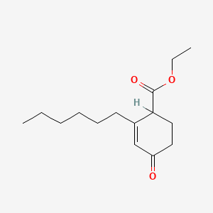 molecular formula C15H24O3 B12675932 Ethyl 2-hexyl-4-oxocyclohex-2-ene-1-carboxylate CAS No. 93804-65-0
