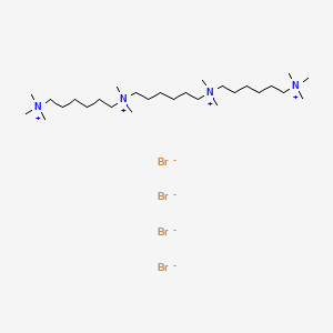 molecular formula C28H66Br4N4 B12676021 N,N,N',N'-Tetramethyl-N,N'-bis(6-(trimethylammonio)hexyl)-1,6-hexanediaminium tetrabromide CAS No. 107717-05-5