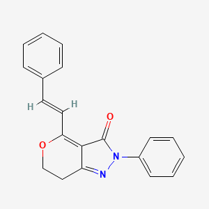 molecular formula C20H16N2O2 B12676148 2-Phenyl-4-(2-phenylvinyl)-6,7-dihydropyrano(4,3-c)pyrazol-3(2H)-one CAS No. 89035-42-7