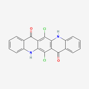 molecular formula C20H10Cl2N2O2 B12676171 Dichloro-5,12-dihydroquino(2,3-b)acridine-7,14-dione CAS No. 38720-66-0