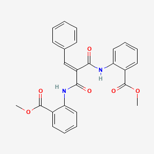 molecular formula C26H22N2O6 B12676229 Benzoic acid, 2,2'-((1,3-dioxo-2-(phenylmethylene)-1,3-propanediyl)diiino)bis-, dimethyl ester CAS No. 87285-83-4