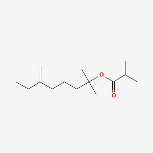 molecular formula C14H26O2 B12676272 1,1-Dimethyl-5-methyleneheptyl isobutyrate CAS No. 96846-64-9
