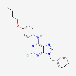 molecular formula C22H22ClN5O B12676316 9H-Purin-6-amine, N-(4-butoxyphenyl)-2-chloro-9-(phenylmethyl)- CAS No. 125827-87-4
