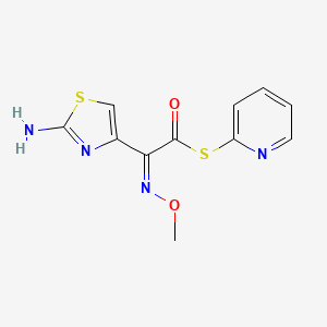 molecular formula C11H10N4O2S2 B12676366 S-2-Pyridyl (Z)-2-(2-amino-1,3-thiazol-4-yl)-2-(methoxyimino)thioacetate CAS No. 80756-32-7