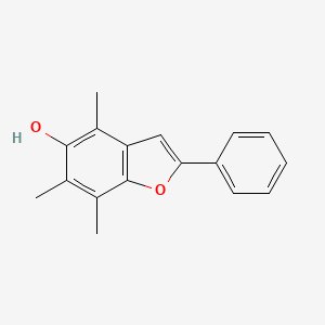 molecular formula C17H16O2 B12676452 5-Benzofuranol, 2-phenyl-4,6,7-trimethyl- CAS No. 113561-36-7