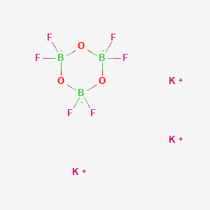 molecular formula B3F6K3O3 B12676465 Tripotassium hexafluorotri-mu-oxotriborate(3-) CAS No. 84282-33-7