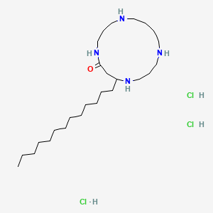 molecular formula C26H57Cl3N4O B12676487 1,5,9,13-Tetraazacycloheptadecan-6-one, 8-tridecyl-, trihydrochloride CAS No. 396117-46-7
