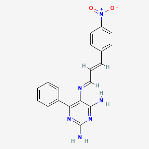 molecular formula C19H16N6O2 B12676590 N5-(3-(4-Nitrophenyl)-2-propenylidene)-6-phenyl-2,4,5-pyrimidinetriamine CAS No. 13491-29-7