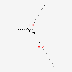 molecular formula C45H86O4 B12676706 Cyclohexaneoctanoic acid, ((dodecyloxy)carbonyl)-4-hexyl-, dodecyl ester CAS No. 72245-41-1