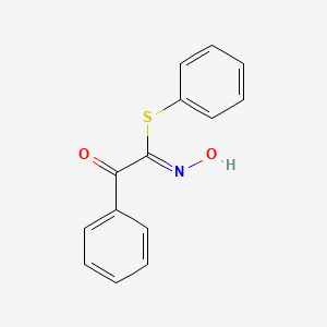 molecular formula C14H11NO2S B12676707 Benzeneethanimidothioic acid, N-hydroxy-alpha-oxo-, phenyl ester CAS No. 30822-65-2