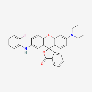 molecular formula C30H25FN2O3 B12676721 Spiro(isobenzofuran-1(3H),9'-(9H)xanthen)-3-one, 6'-(diethylamino)-2'-((2-fluorophenyl)amino)- CAS No. 87454-84-0