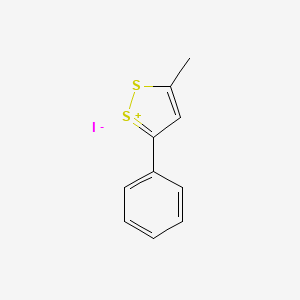 molecular formula C10H9IS2 B12676734 1,2-Dithiol-1-ium, 3-methyl-5-phenyl-, iodide CAS No. 37344-00-6