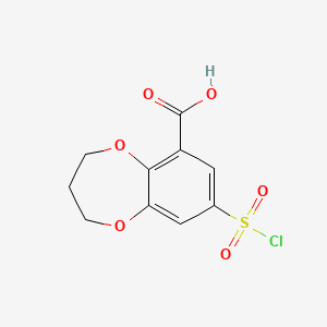 molecular formula C10H9ClO6S B12676751 8-(Chlorosulphonyl)-3,4-dihydro-2H-benzo-1,5-dioxepin-6-carboxylicacid CAS No. 66410-81-9
