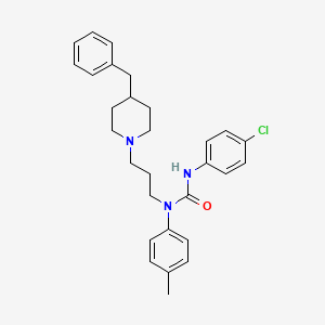 molecular formula C29H34ClN3O B12676955 Urea, N'-(4-chlorophenyl)-N-(4-methylphenyl)-N-(3-(4-(phenylmethyl)-1-piperidinyl)propyl)- CAS No. 333795-25-8