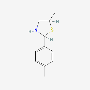 molecular formula C11H15NS B12677076 5-Methyl-2-(4-methylphenyl)thiazolidine CAS No. 116113-03-2