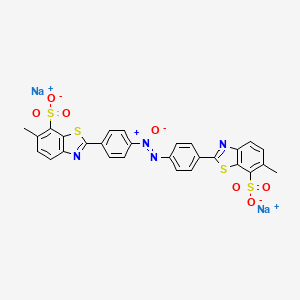 molecular formula C28H18N4Na2O7S4 B12677098 Disodium 2,2'-(azoxydi-p-phenylene)bis(6-methylbenzothiazole-7-sulphonate) CAS No. 83006-45-5