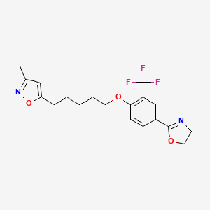 molecular formula C19H21F3N2O3 B12677149 Isoxazole, 5-(5-(4-(4,5-dihydro-2-oxazolyl)-2-(trifluoromethyl)phenoxy)pentyl)-3-methyl- CAS No. 105639-06-3