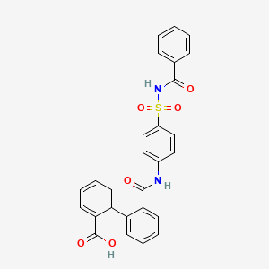 molecular formula C27H20N2O6S B12677155 2'-(((4-((Benzamido)sulfonyl)phenyl)amino)carbonyl)-(1,1'-biphenyl)-2-carboxylic acid CAS No. 160986-43-6