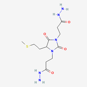 molecular formula C12H22N6O4S B12677165 4-[2-(Methylthio)ethyl]-2,5-dioxoimidazolidine-1,3-DI(propionohydrazide) CAS No. 88122-29-6