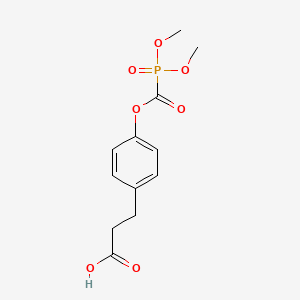 molecular formula C12H15O7P B12677185 Benzenepropanoic acid, 4-(((dimethoxyphosphinyl)carbonyl)oxy)- CAS No. 72304-76-8