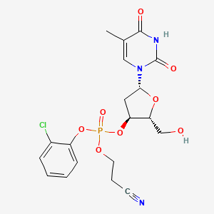 molecular formula C19H21ClN3O8P B12677226 3'-Thymidylic acid, 2-chlorophenyl 2-cyanoethyl ester CAS No. 80817-40-9