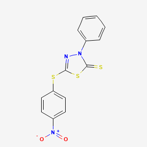 molecular formula C14H9N3O2S3 B12677256 5-(p-Nitrophenylthio)-3-phenyl-1,3,4-thiadiazole-2(3H)-thione CAS No. 39572-15-1