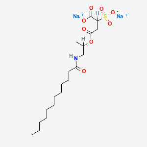 molecular formula C19H33NNa2O8S B12677315 Disodium 4-(1-methyl-2-((1-oxododecyl)amino)ethyl) 2-sulphonatosuccinate CAS No. 93859-29-1