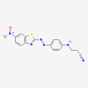 molecular formula C16H12N6O2S B12677358 3-[[4-[(6-Nitrobenzothiazol-2-YL)azo]phenyl]amino]propiononitrile CAS No. 61488-76-4
