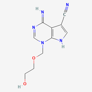 molecular formula C10H11N5O2 B12677381 4-Amino-1-(2-hydroxy-ethoxymethyl)-1H-pyrrolo(2,3-d)pyrimidine-5-carbonitrile CAS No. 120386-07-4