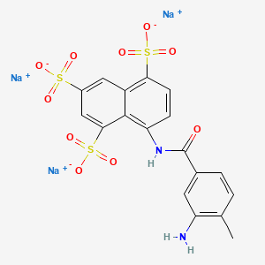molecular formula C18H13N2Na3O10S3 B12677388 Trisodium 8-((3-amino-4-methylbenzoyl)amino)naphthalene-1,3,5-trisulphonate CAS No. 69031-55-6